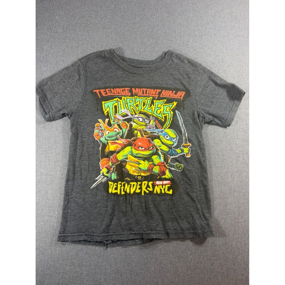 Nickelodeon TMNT Mutant Mayhem Kids Gray Graphic T-Shirt Defenders of NYC SM